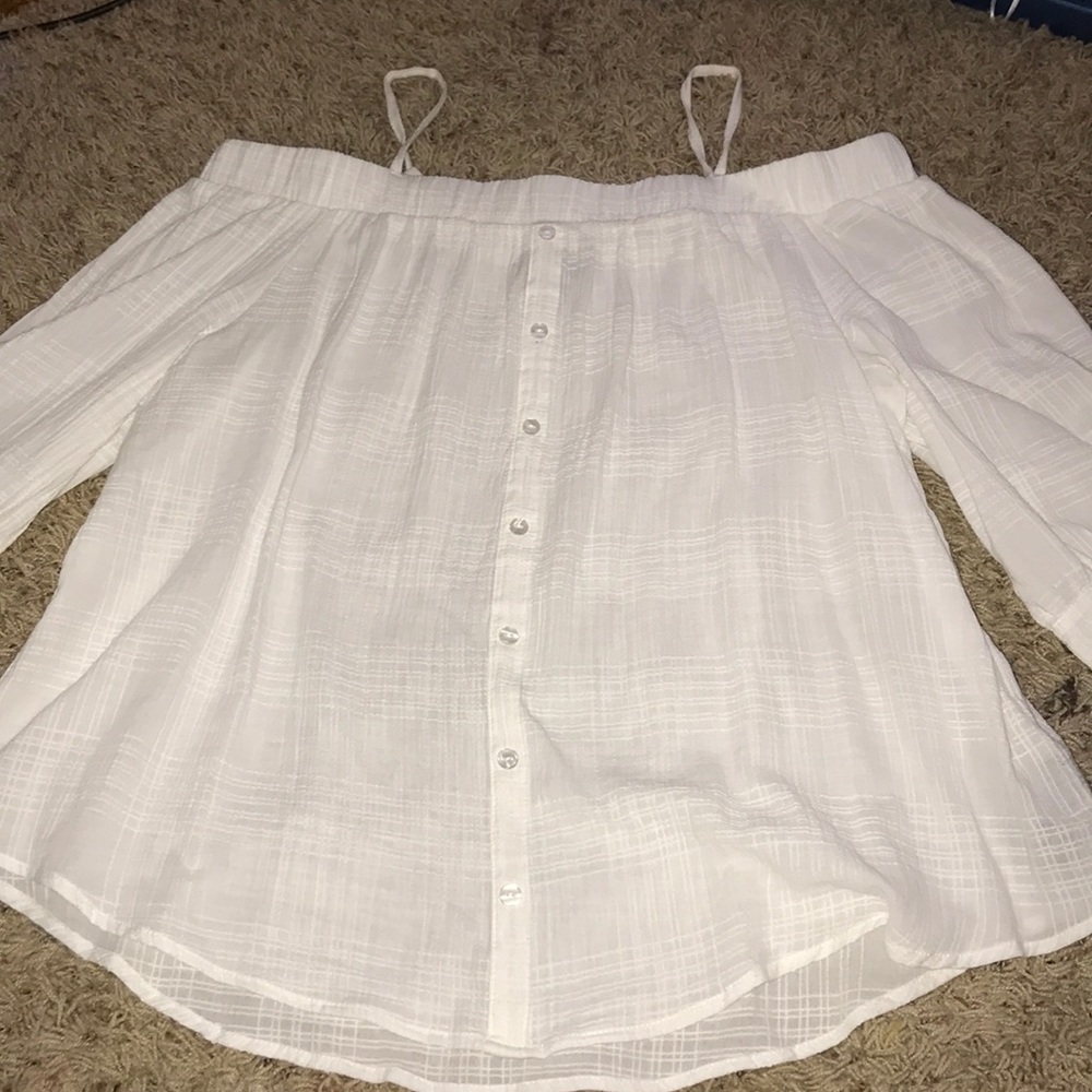 Sheer white off the shoulder top